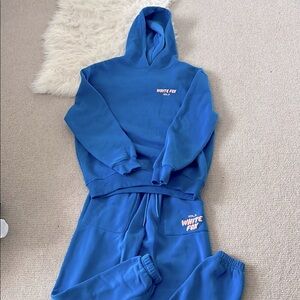 White Fox Blue Hoodie and Joggers Set